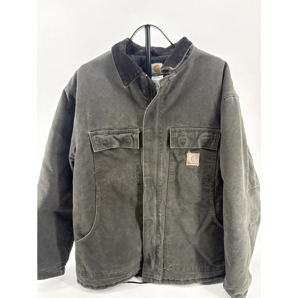 Carhartt C26 MOS Traditional Moss Green Canvas Coat Work Jacket XL Reg Patina